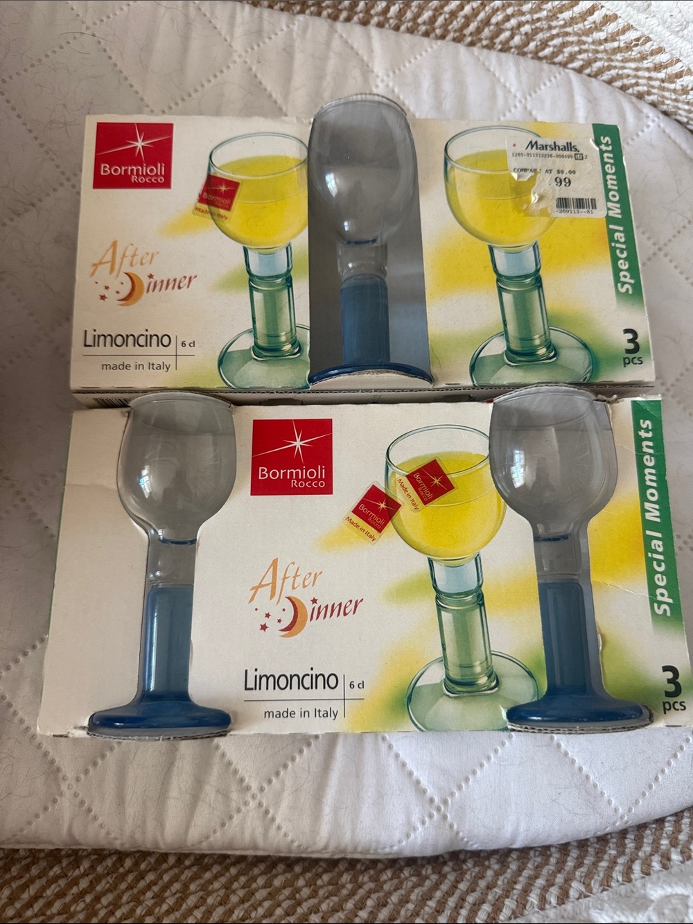 Blue Limoncino After Dinner Glasses - Set of 3